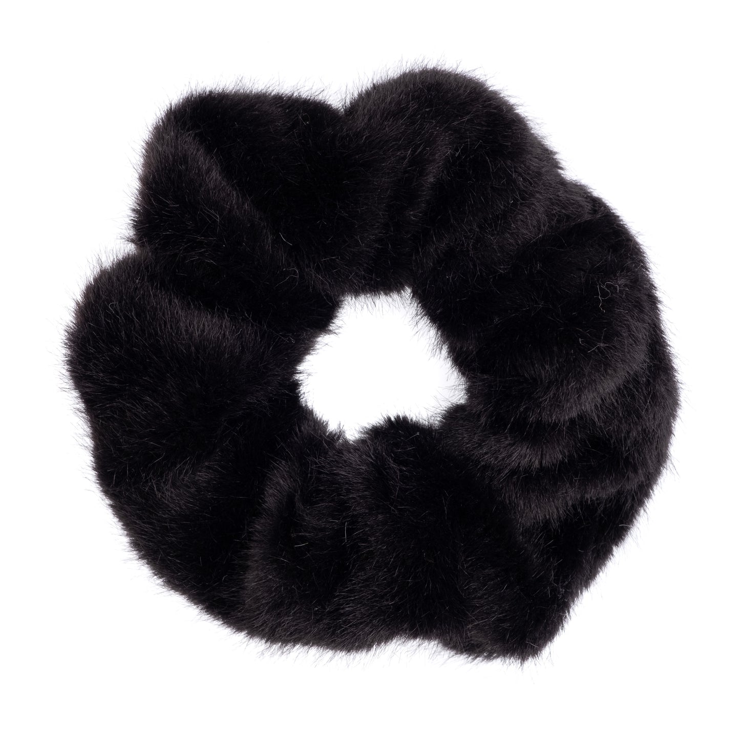Dark Faux Fur Scrunchie Black