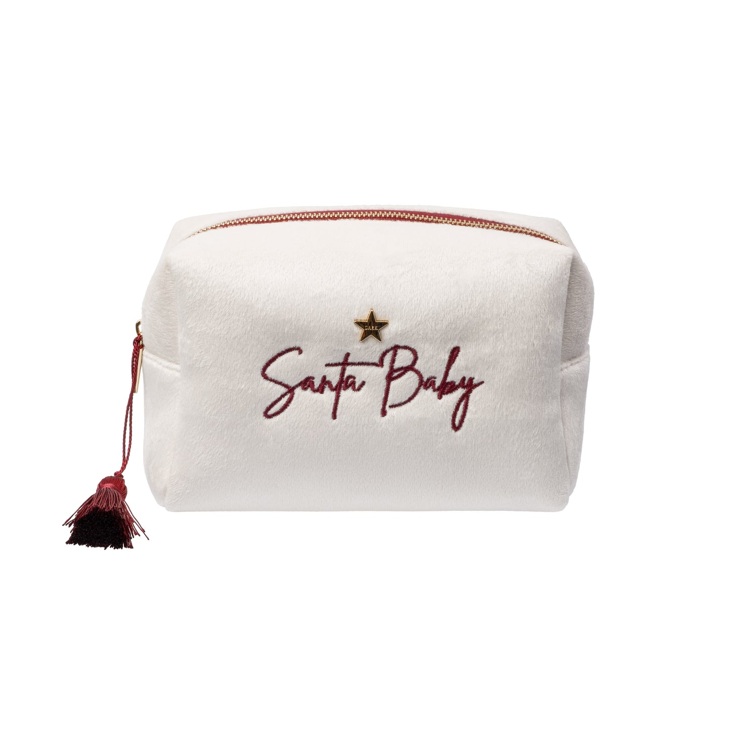 Dark Velvet Square Quilted Make-Up Pouch Small Santa