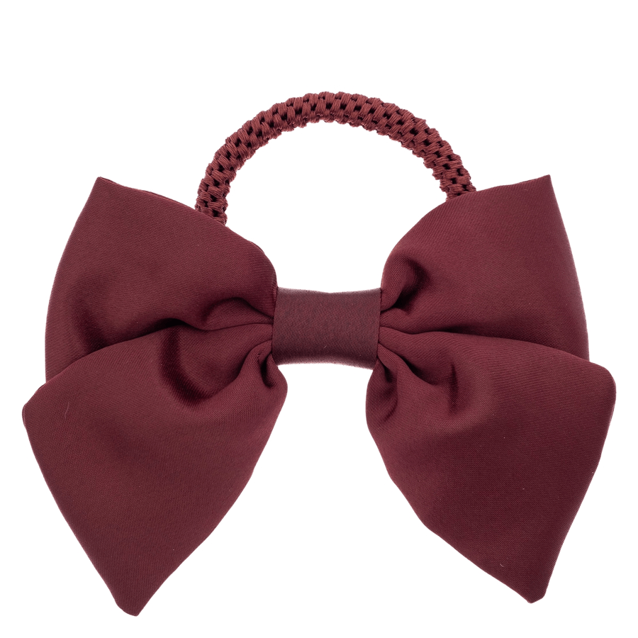 Dark Satin Bow Hair Tie Maroon