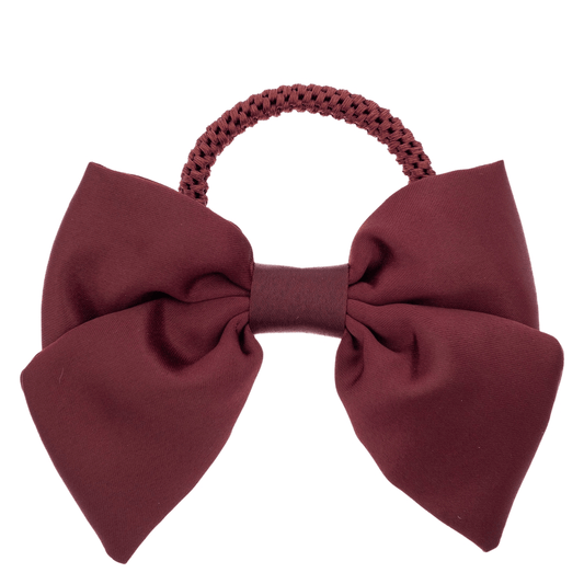 Dark Satin Bow Hair Tie Maroon