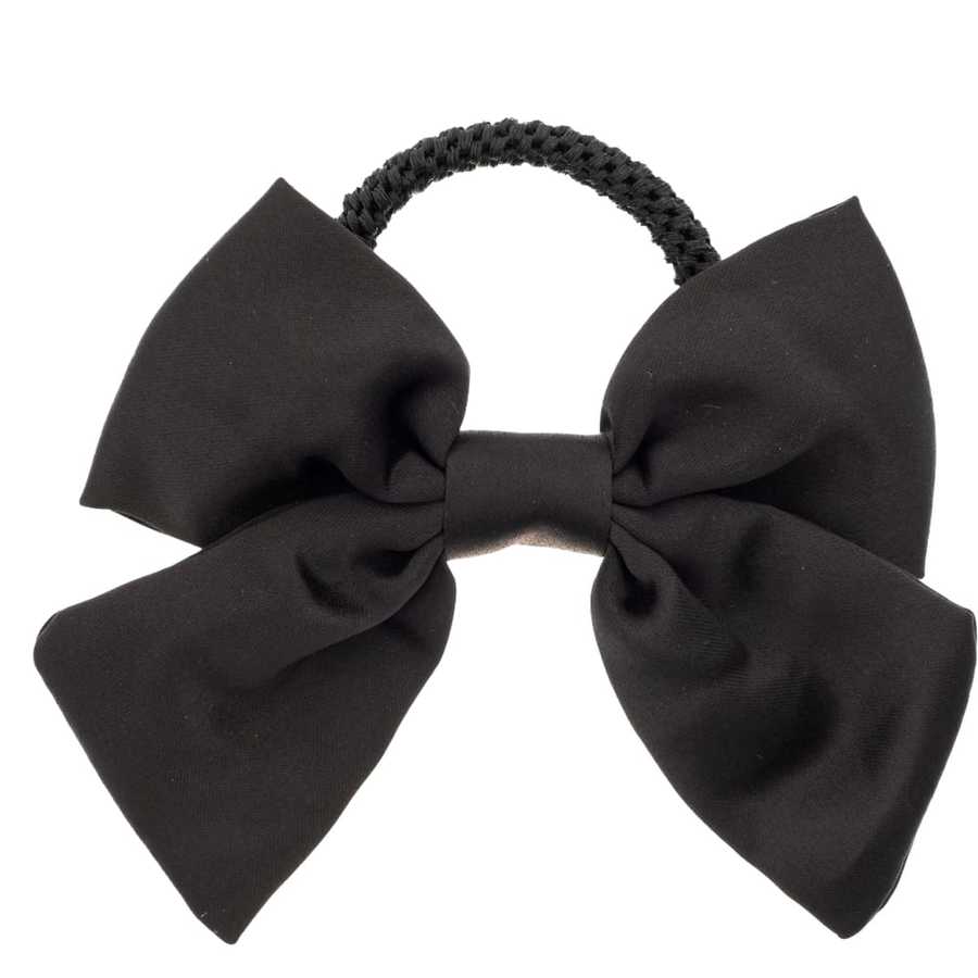 Dark Satin Bow Hair Tie Black